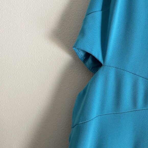 Badgley Mischka Collection Women 6 Teal Crepe Cutout Odessa Crossover Gown - Picture 7 of 13